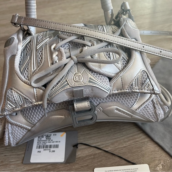 Like New! W/Tags! Balenciaga Sneakerhead silver top handle bag - Picture 7 of 15